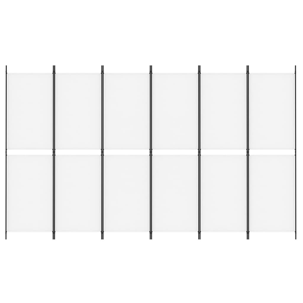 vidaXL 6 paneles fehér szövet térelválasztó 300x180 cm