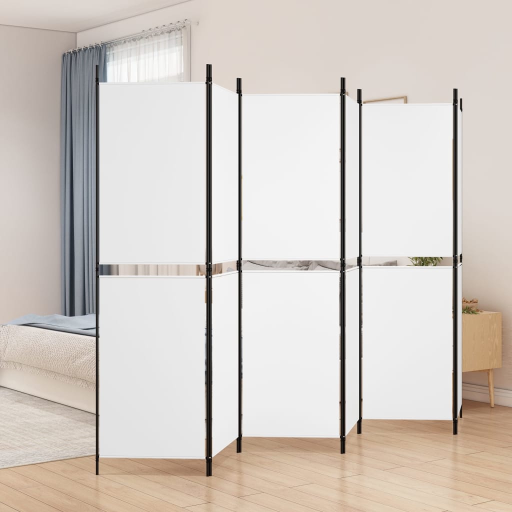 vidaXL Paravan cameră cu 6 panouri, alb, 300 x 180 cm, textil