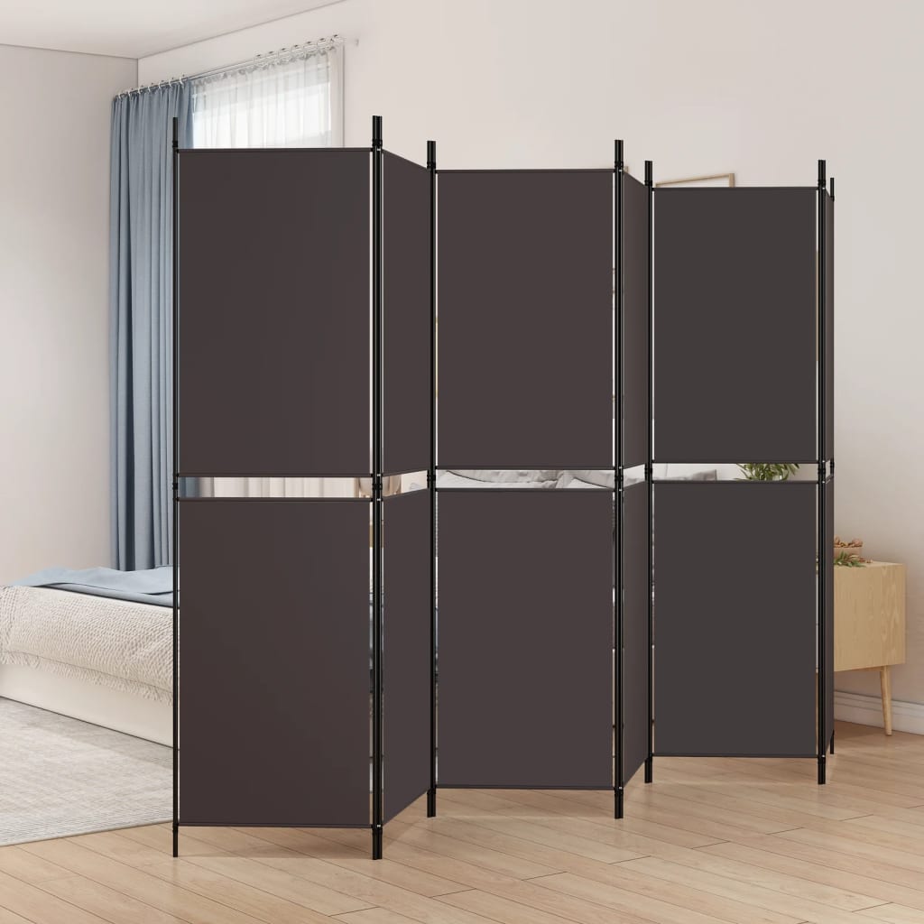 vida XL 6-tlg. Paravent Braun 300x 180 cm Stoff