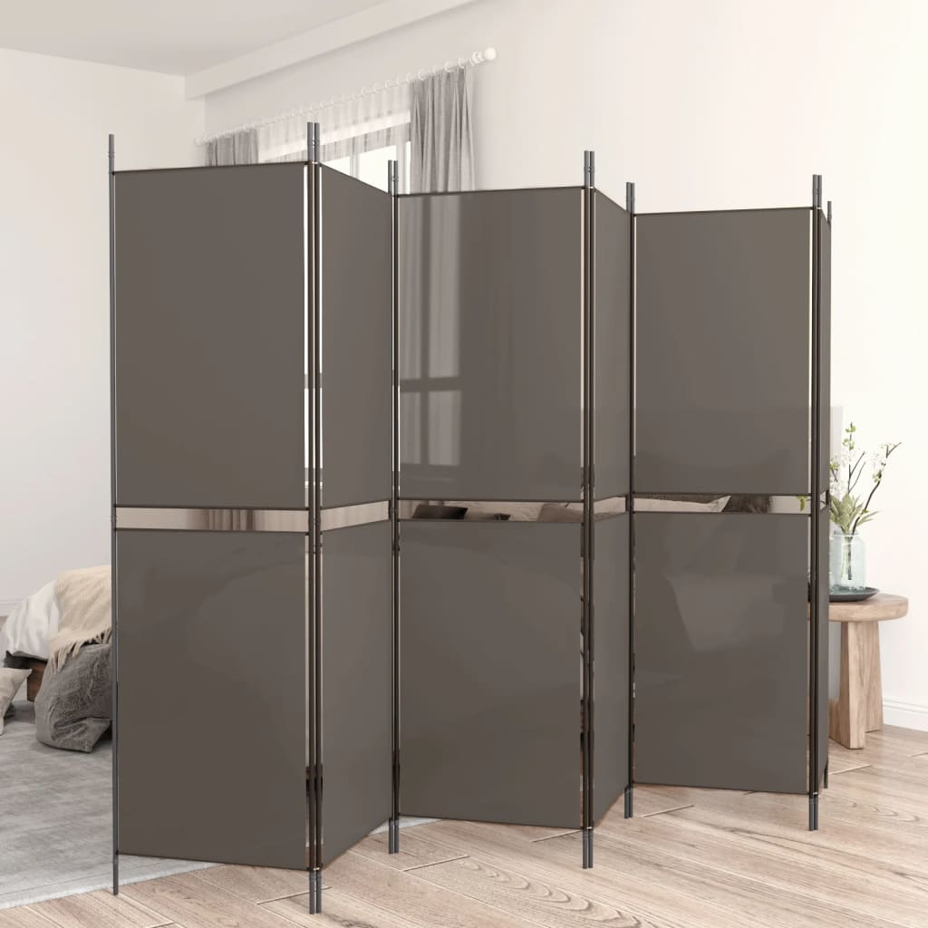 vida XL 6-tlg. Paravent Anthrazit 300x 180 cm Stoff