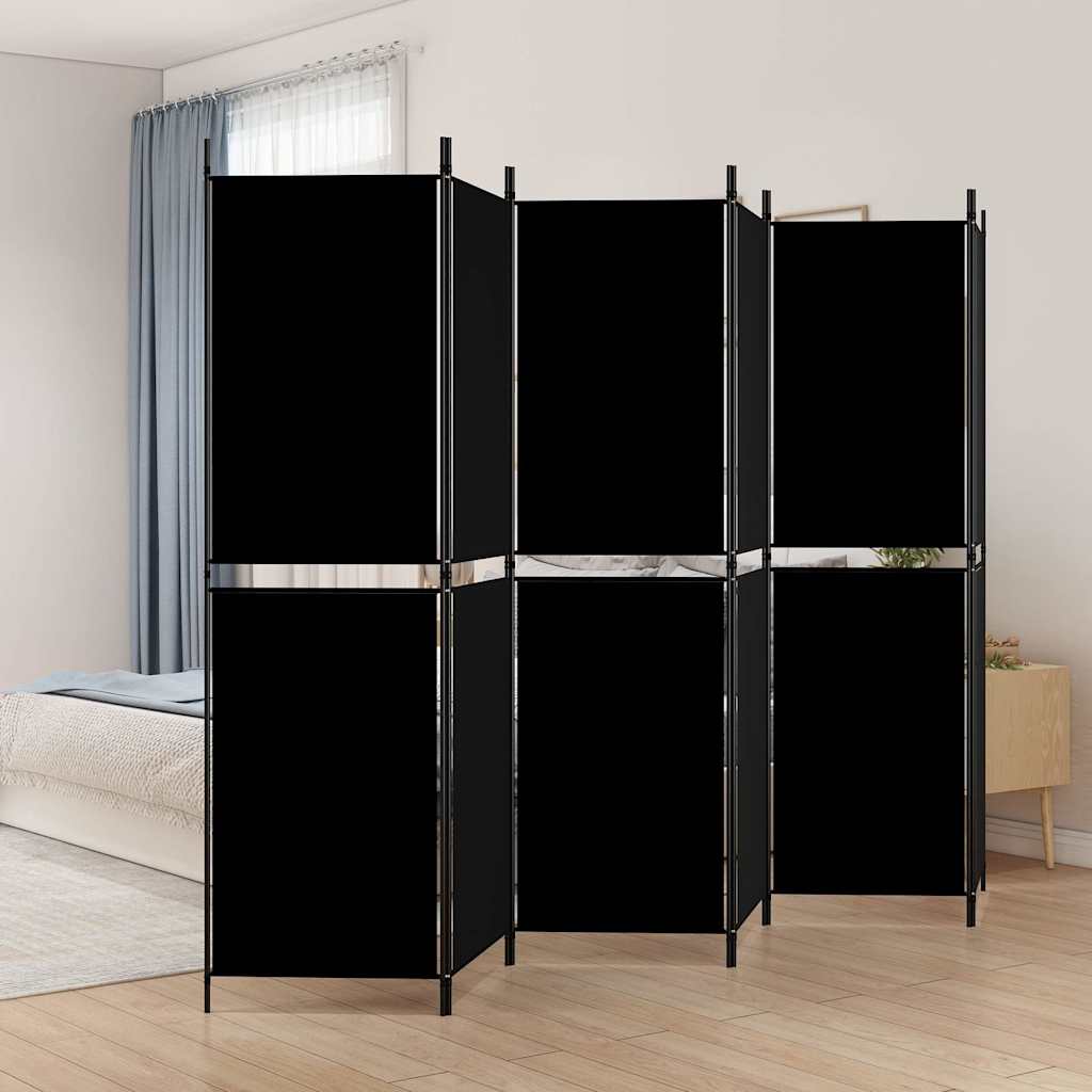 vida XL 6-tlg. Paravent Schwarz 300x 180 cm Stoff