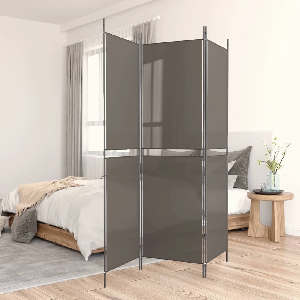 vida XL 3-tlg. Paravent Anthrazit 150x 200 cm Stoff