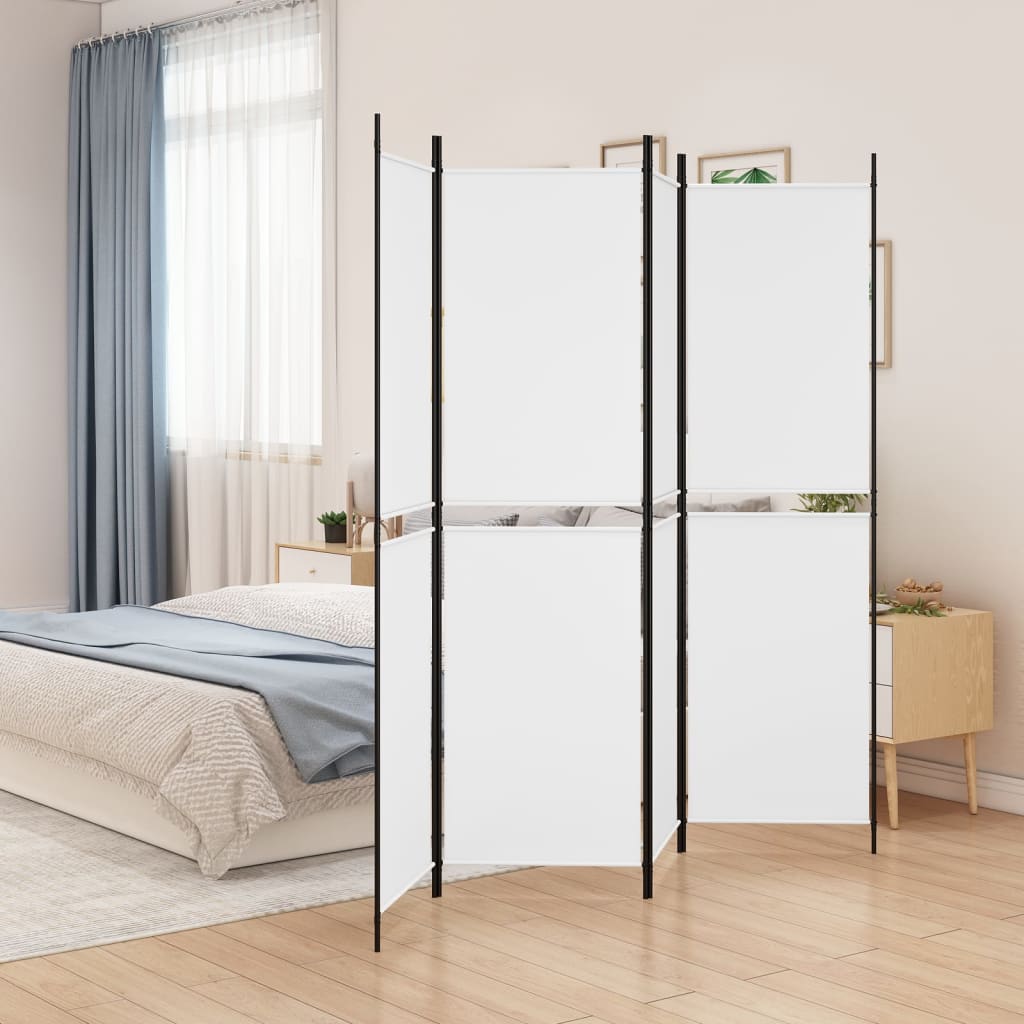 vidaXL 4-Panel Room Divider White 200×200 cm Fabric