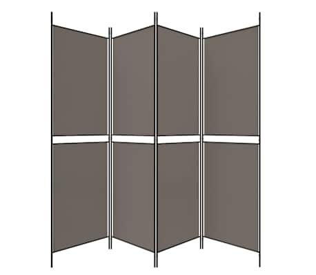 Cloison De Séparation 4 Panneaux Anthracite – 698 X 180 Cm, Tissu Polyester, Pliable Pour Bureau Ou Chambre - 2
