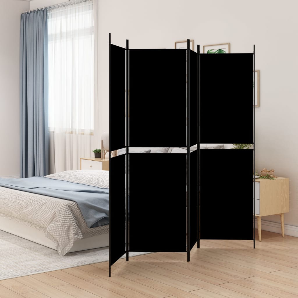 vidaXL 4-Panel Room Divider Black 200×200 cm Fabric