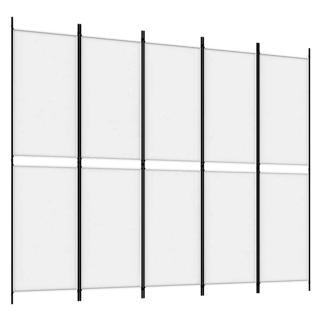 vidaXL 5-Panel Room Divider White 98.4"x78.7" Fabric-image-8720287196327