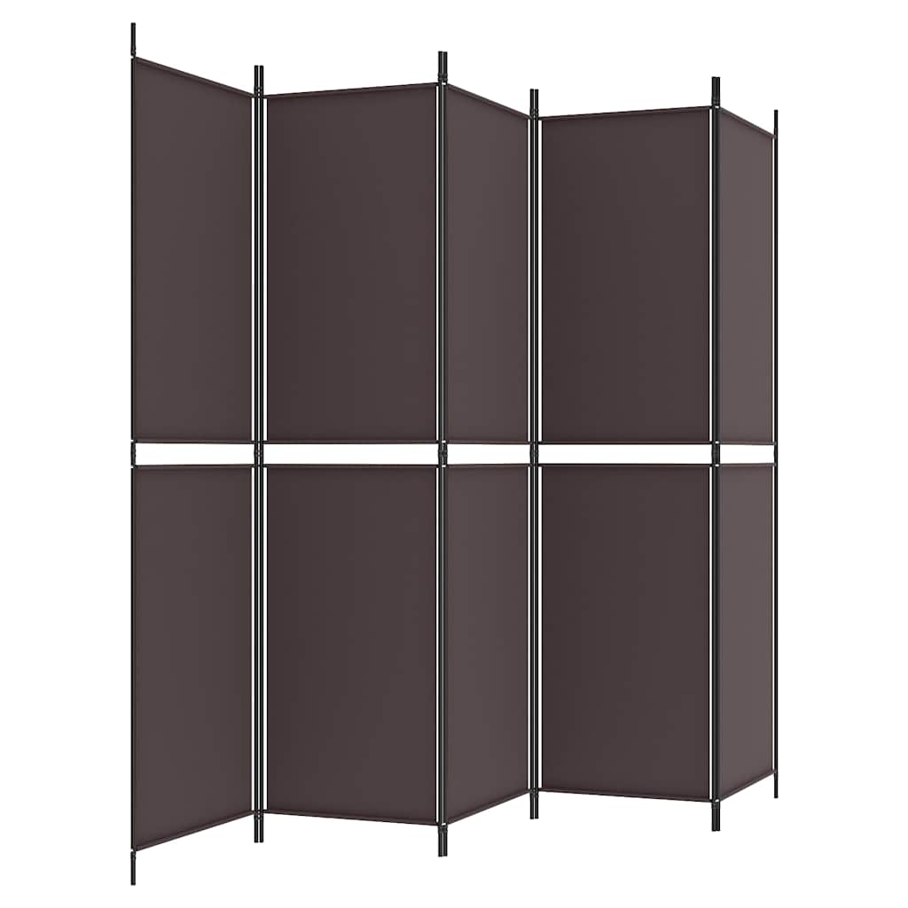Paravent Intérieur 3 Panneaux 150x200 Cm - Séparateur De Pièce Pliable En Tissu Marron, Cadre Métal