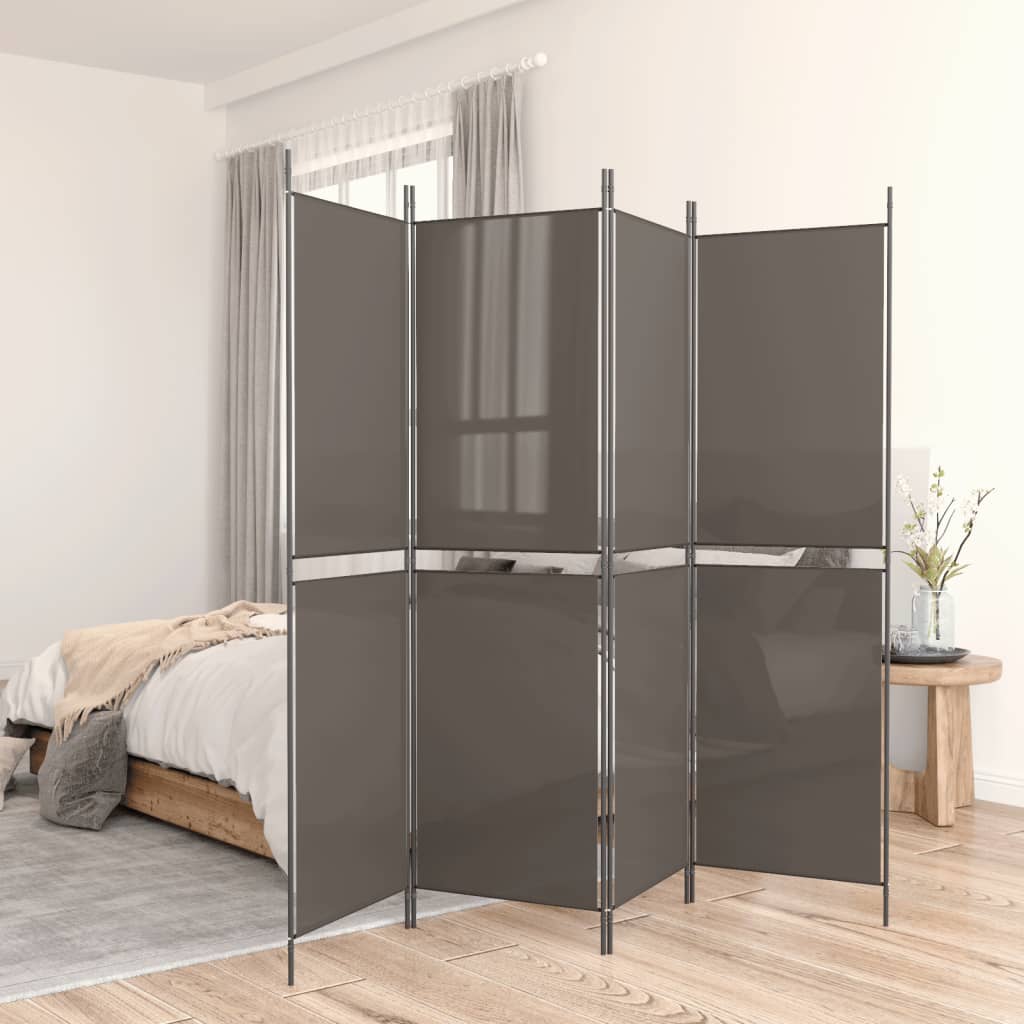 vida XL 5-tlg. Paravent Anthrazit 250x 200 cm Stoff