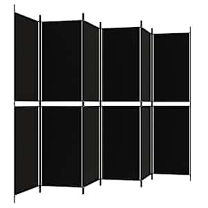 6dílný paraván černý 300 x 200 cm textil - obrázek 4