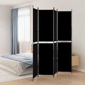 Paravan 4-delni 200x220 cm črno blago
