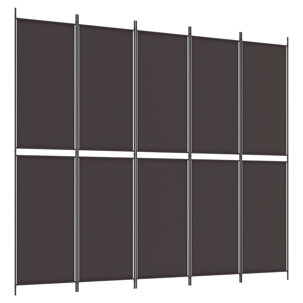 VidaXL 5-Panel Room Divider Brown 250x220 Cm Fabric