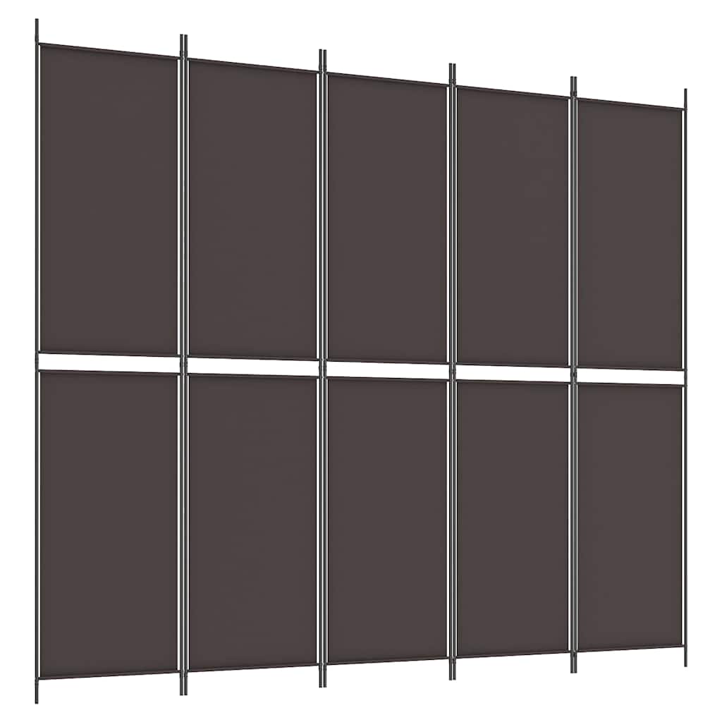 vidaXL 5dílný paraván hnědý 250x220 cm textil