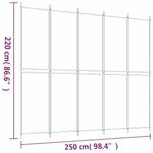 5dílný paraván hnědý 250x220 cm textil - obrázek 8