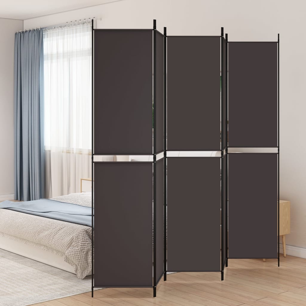 vida XL 5-tlg. Paravent Braun 250x 220 cm Stoff