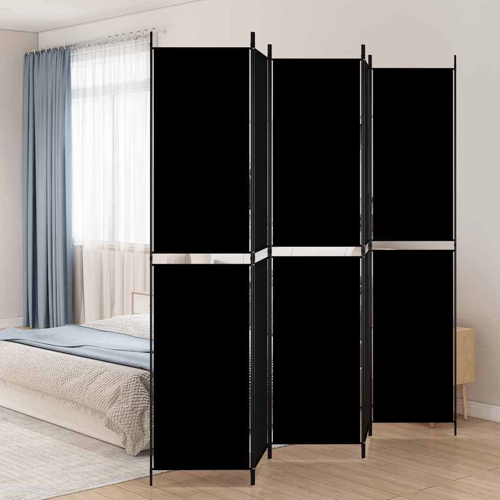 vidaXL Paravan de cameră cu 5 panouri, negru, 250x220 cm, textil