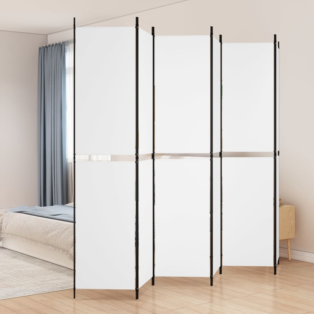 vida XL 6-tlg. Paravent Weiß 300x 220 cm Stoff