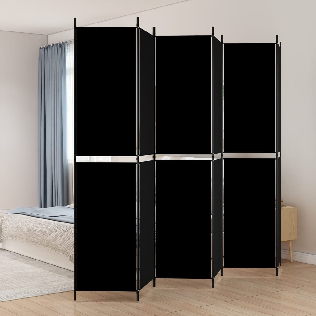 vidaXL 6-Panel Room Divider Black 300×220 cm Fabric