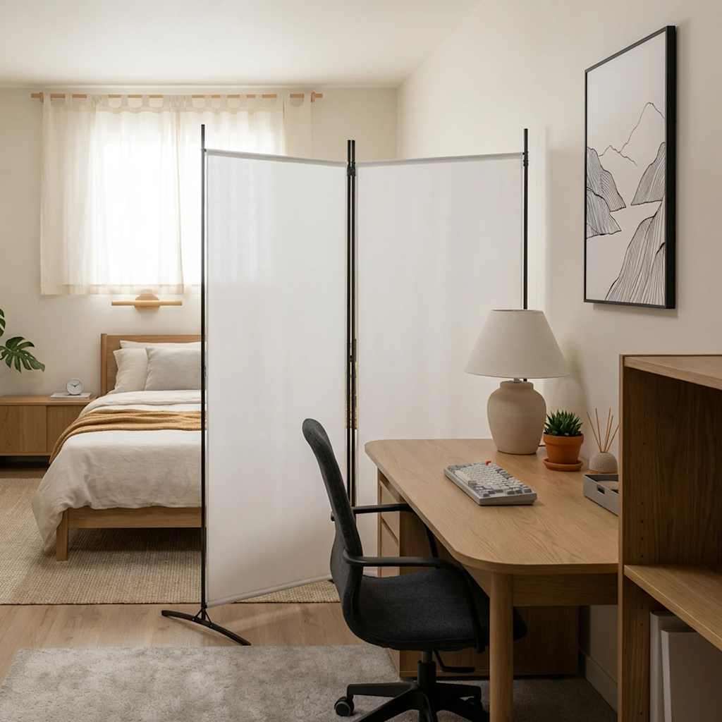 vidaXL Paravan de cameră cu 2 panouri, alb, 175x180 cm, textil