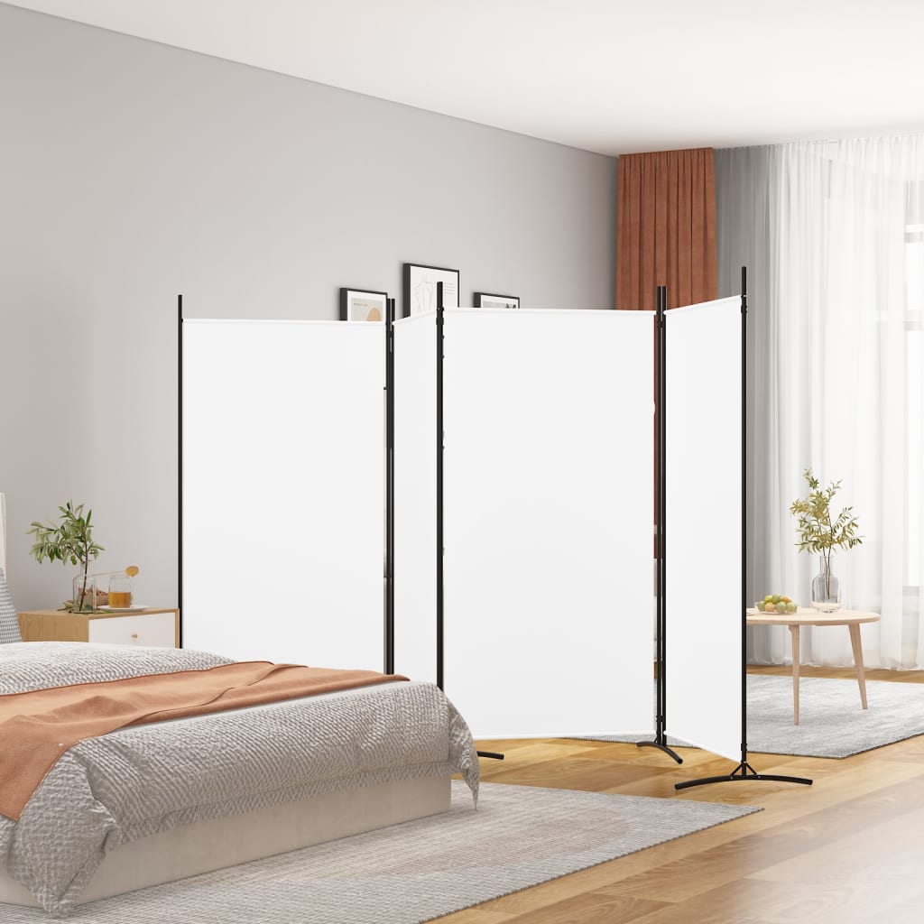 vidaXL Cloison de séparation 4 panneaux Blanc 346x180 cm Tissu