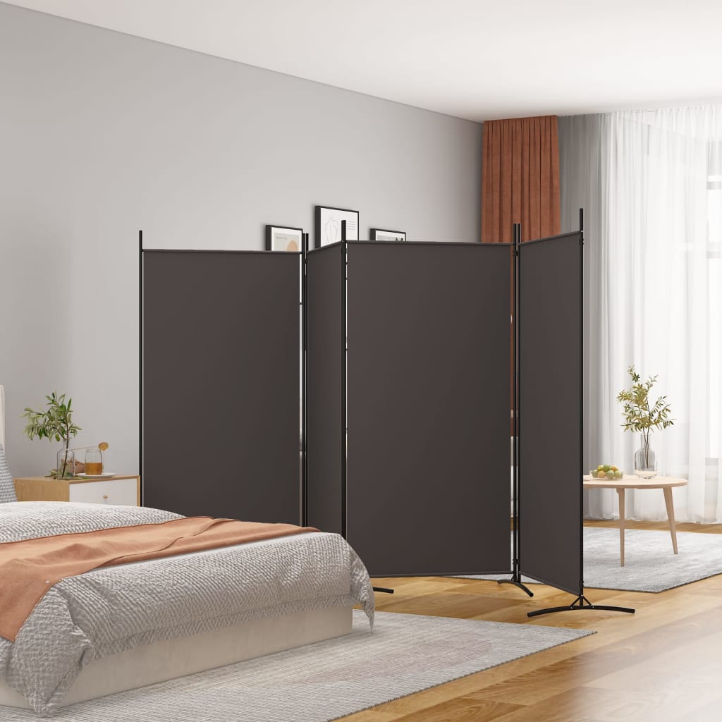 vida XL 4-tlg. Paravent Braun 346x 180 cm Stoff