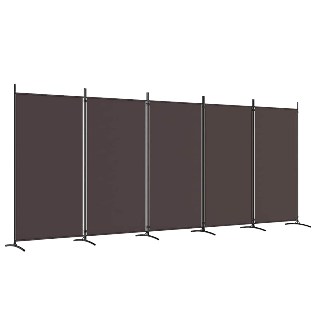 vidaXL 5dílný paraván hnědý 433x180 cm textil
