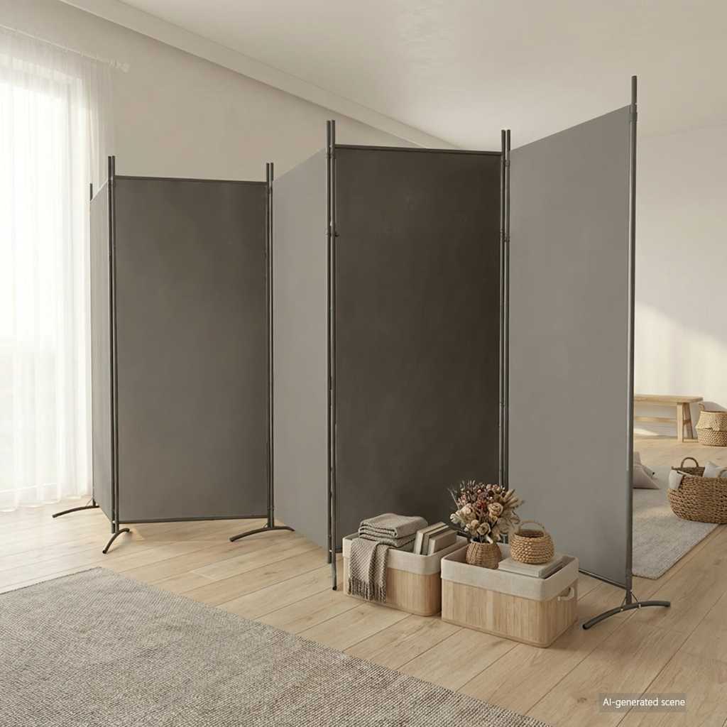 vidaXL Paravan de cameră cu 5 panouri, antracit, 433x180 cm, textil