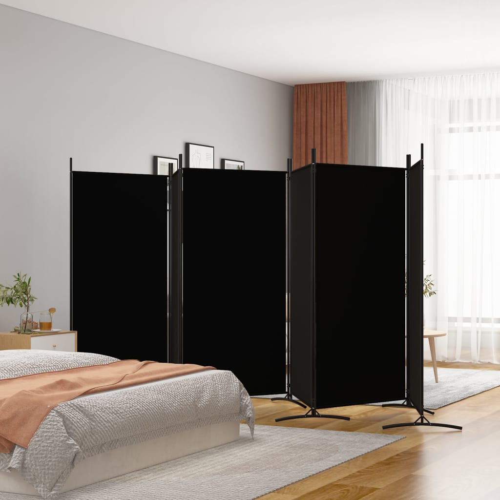 vida XL 6-tlg. Paravent Schwarz 520x 180 cm Stoff
