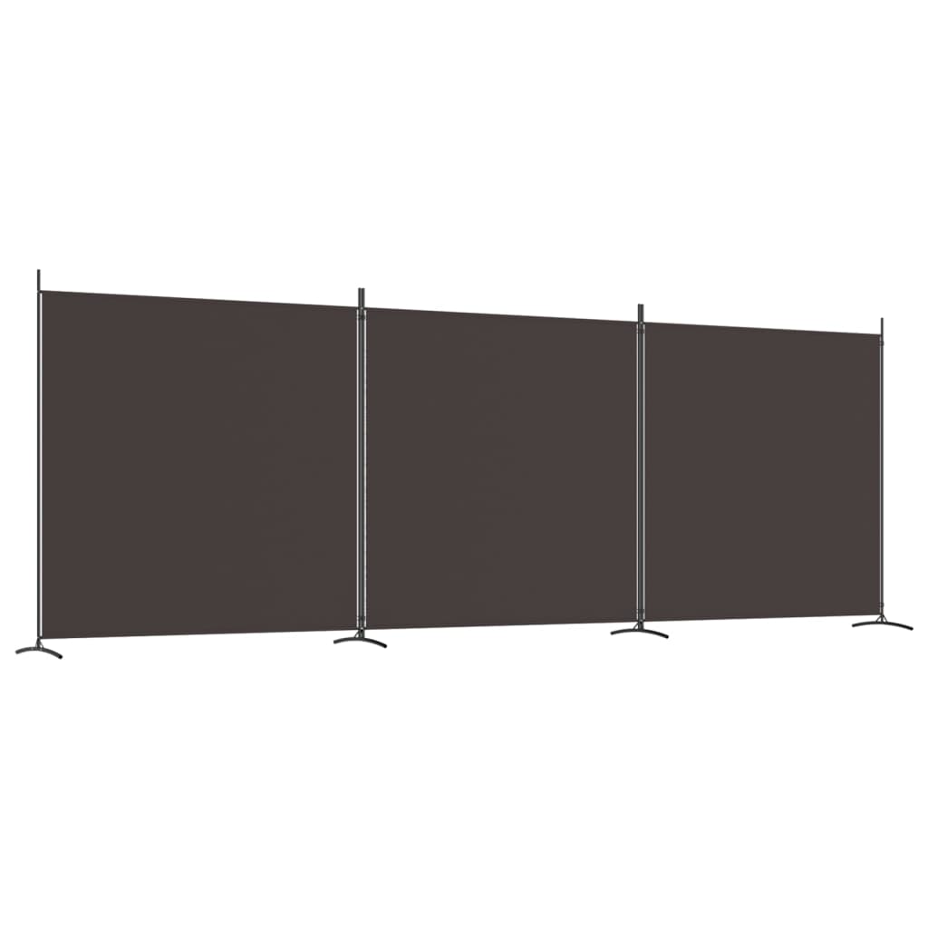 vidaXL 3-Panel Room Divider Brown 525x180 cm Fabric-image-8720287196778