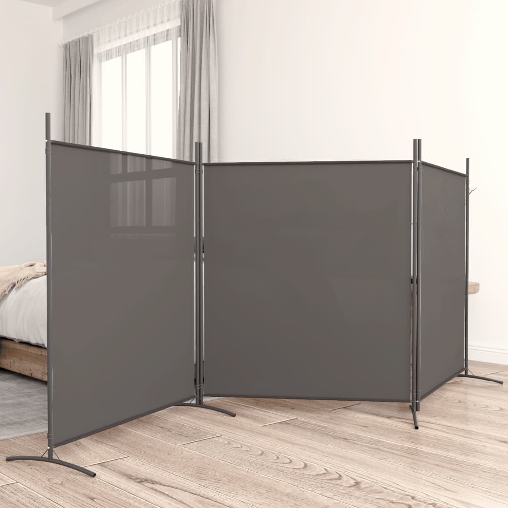 vidaXL 3-Panel Room Divider Anthracite 525×180 cm Fabric