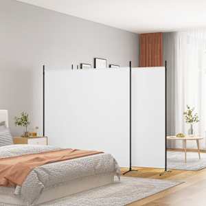 3dílný paraván bílý 698x180 cm textil - obrázek 1