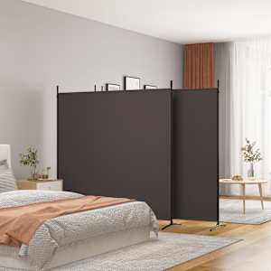 4dílný paraván hnědý 698x180 cm textil - obrázek 1