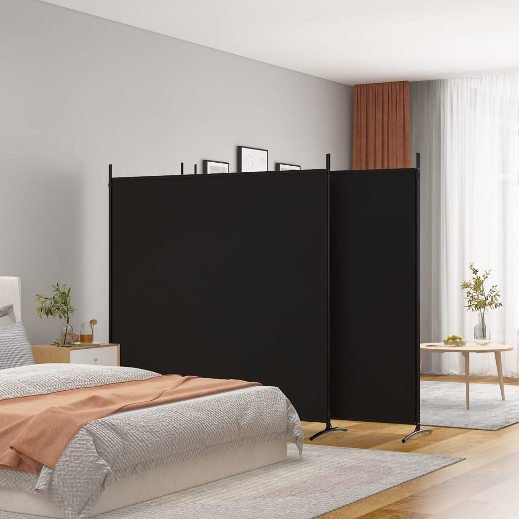 vidaXL 4-tlg. Paravent Schwarz 698x180 cm Stoff