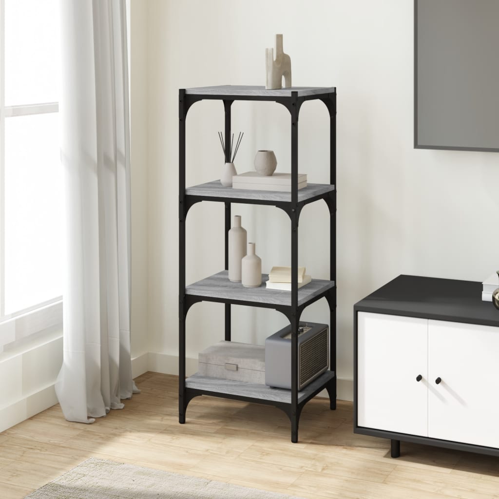 vidaXL Boekenkast 40x33x100 cm hout en staal grijs sonoma eikenkleur afbeelding