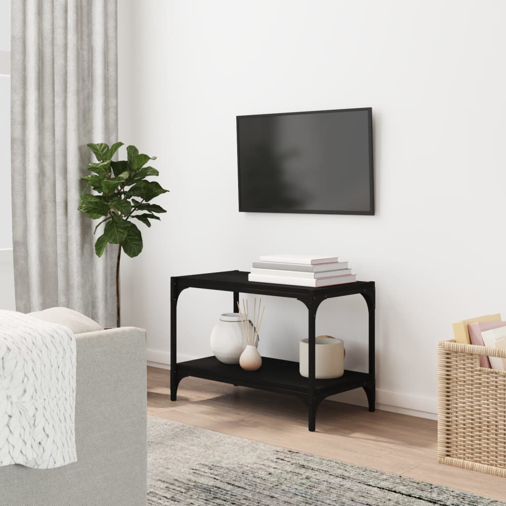 vida XL TV-Schrank Schwarz 60x 33x 41 cm Holzwerkstoff und Stahl