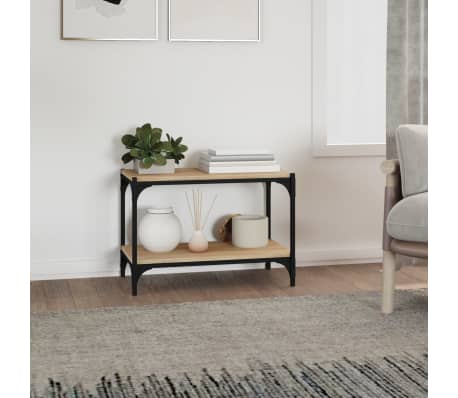 vidaXL Tv-meubel 60x33x41 cm bewerkt hout en staal sonoma eikenkleurig