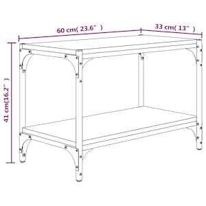 TV skříňka dub sonoma 60 x 33 x 41 cm kompozitní dřevo a ocel - obrázek 9