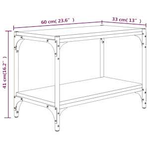 TV skříňka kouřový dub 60 x 33 x 41 cm kompozitní dřevo a ocel - obrázek 9