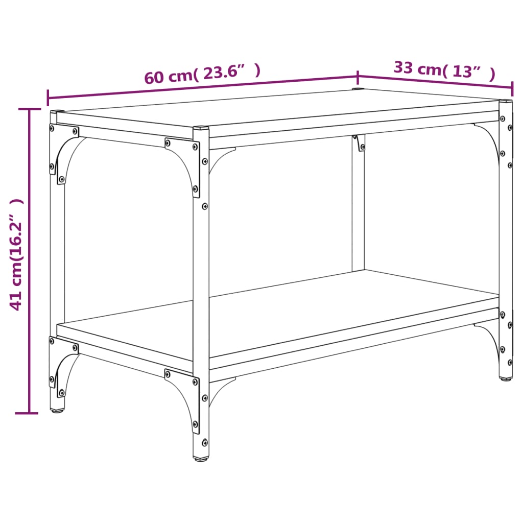 TV skříňka šedá sonoma 60 x 33 x 41 cm kompozitní dřevo a ocel