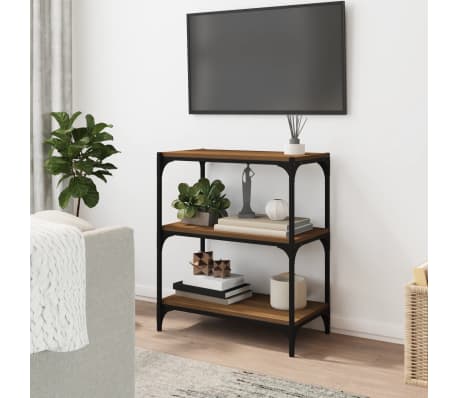 vidaXL Knygų spintelė, ruda ąžuolo, 60x33x70,5cm, mediena ir plienas