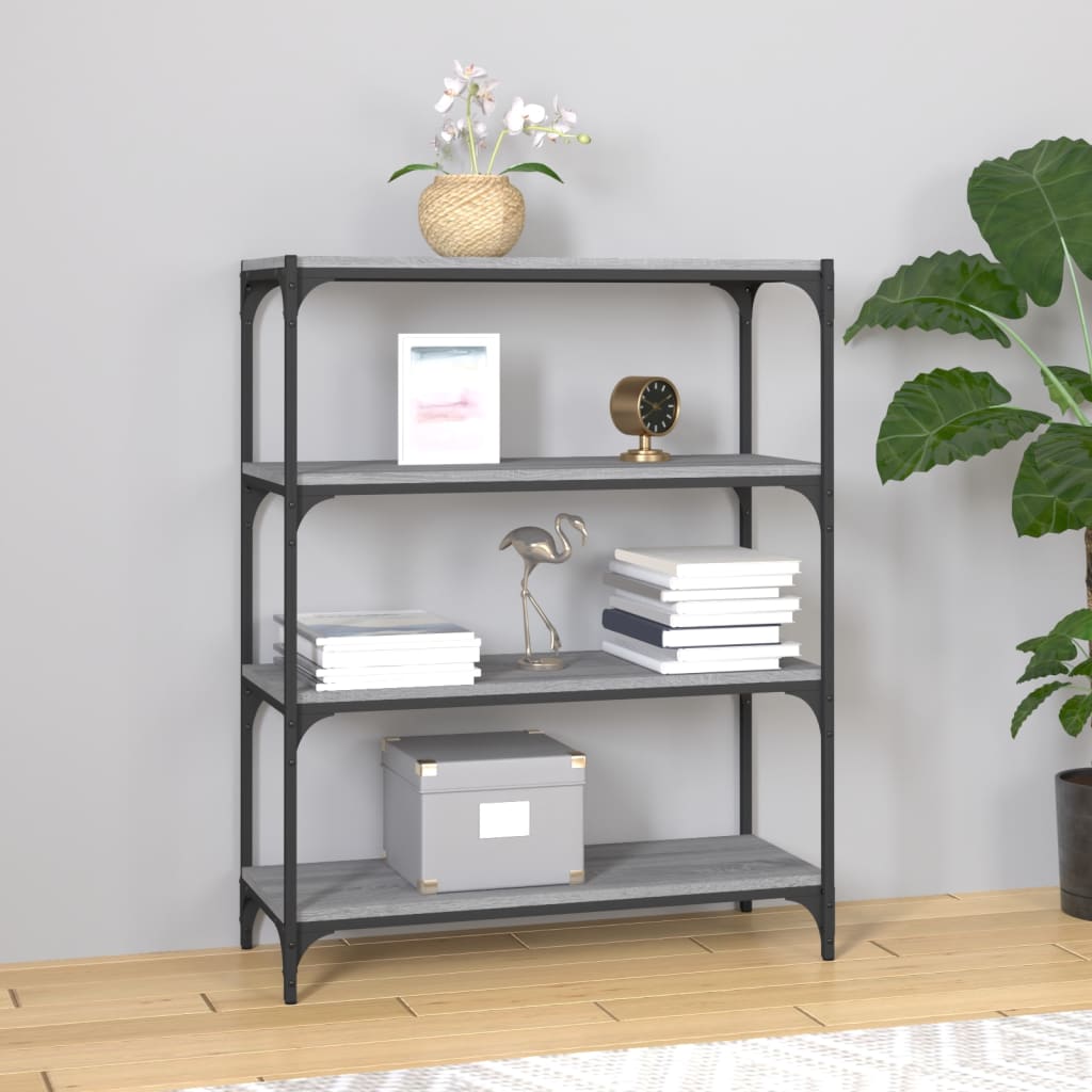 vidaXL Book Cabinet Grey Sonoma 80x33x100 cm Engineered Wood and Steel