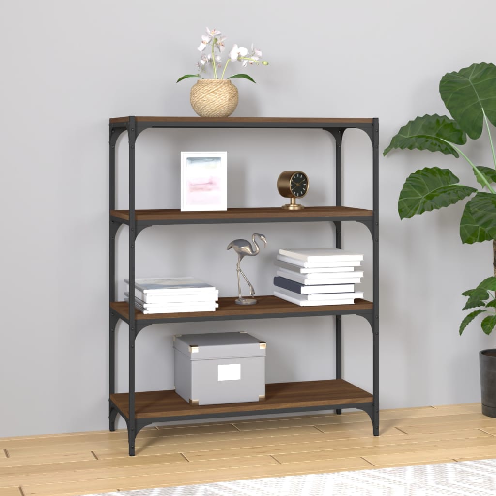 vida XL Bücherregal Braun Eichen-Optik 80x 33x 100 cm Holzwerkstoff Stahl