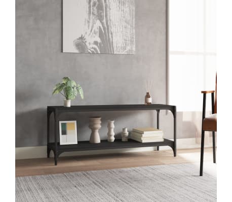 vidaXL Meuble TV Noir 100x33x41 cm Bois d'ing&eacute;nierie et acier