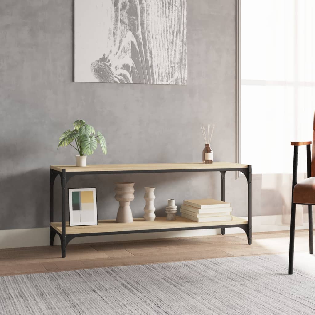 vidaXL TV-taso Sonoma-tammi 100x33x41 cm tekninen puu ja teräs