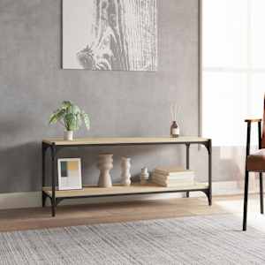 TV skříňka dub sonoma 100 x 33 x 41 cm kompozitní dřevo a ocel - obrázek 3