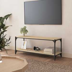 TV skříňka dub sonoma 100 x 33 x 41 cm kompozitní dřevo a ocel - obrázek 1