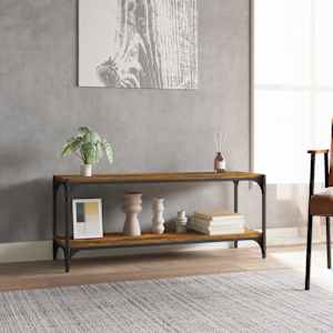 TV skříňka kouřový dub 100 x 33 x 41 cm kompozitní dřevo a ocel - obrázek 3