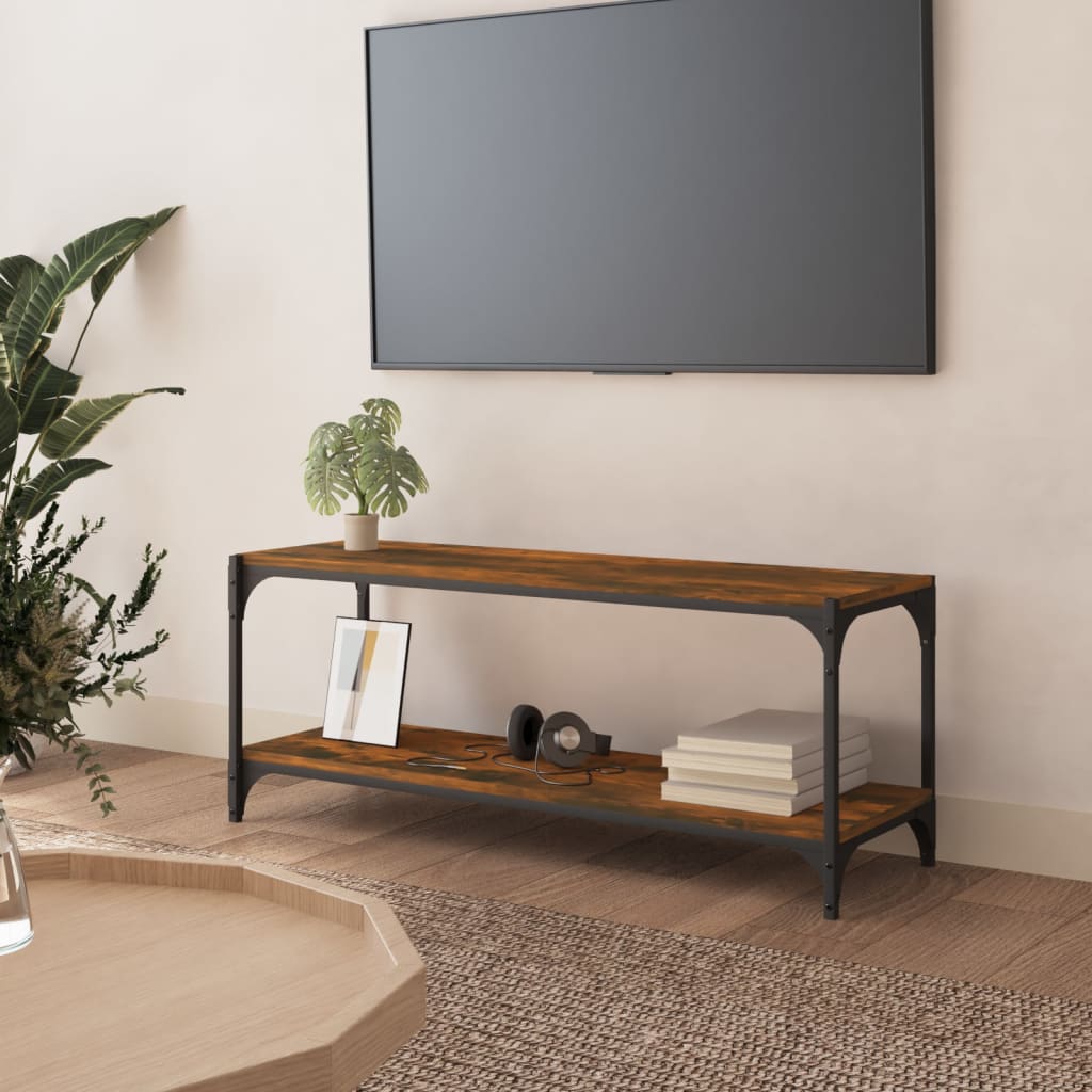 Räuchereiche TV-Schrank cm 100x33x41 Urban Holzwerkstoff Stahl – und Lifestyle