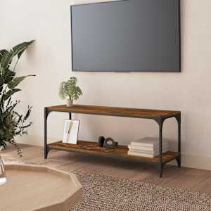 TV omarica dimljen hrast 100x33x41 cm inženirski les in jeklo