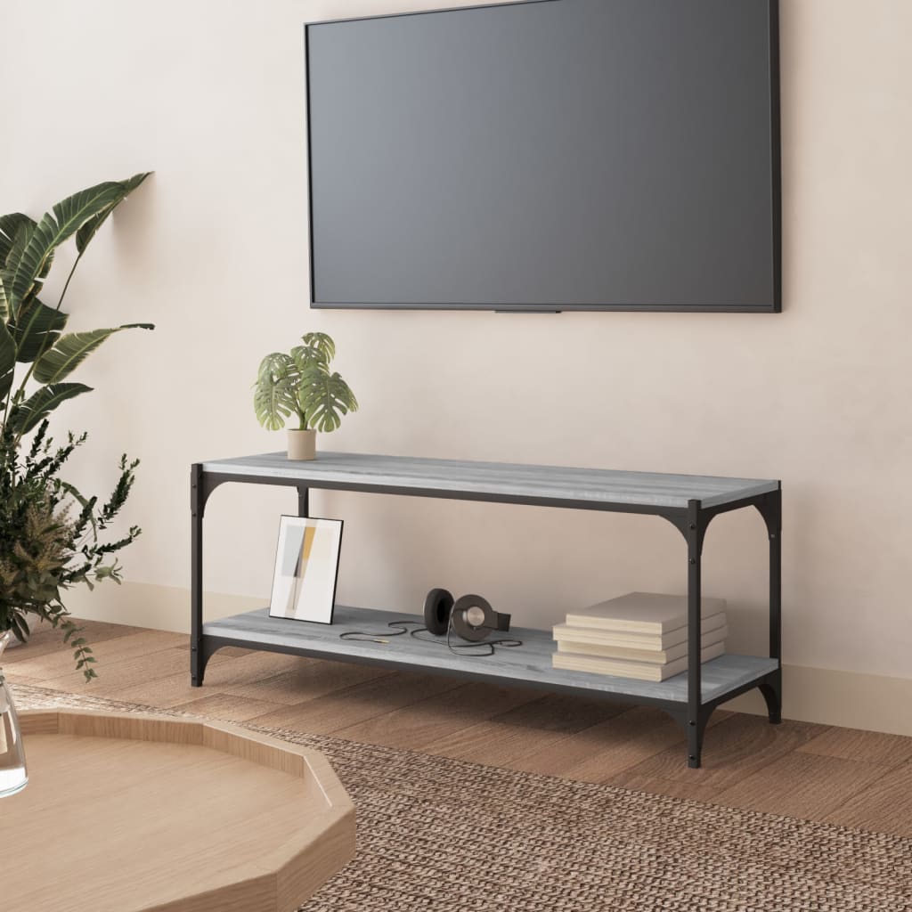 TV skříňka šedá sonoma 100 x 33 x 41 cm kompozitní dřevo a ocel