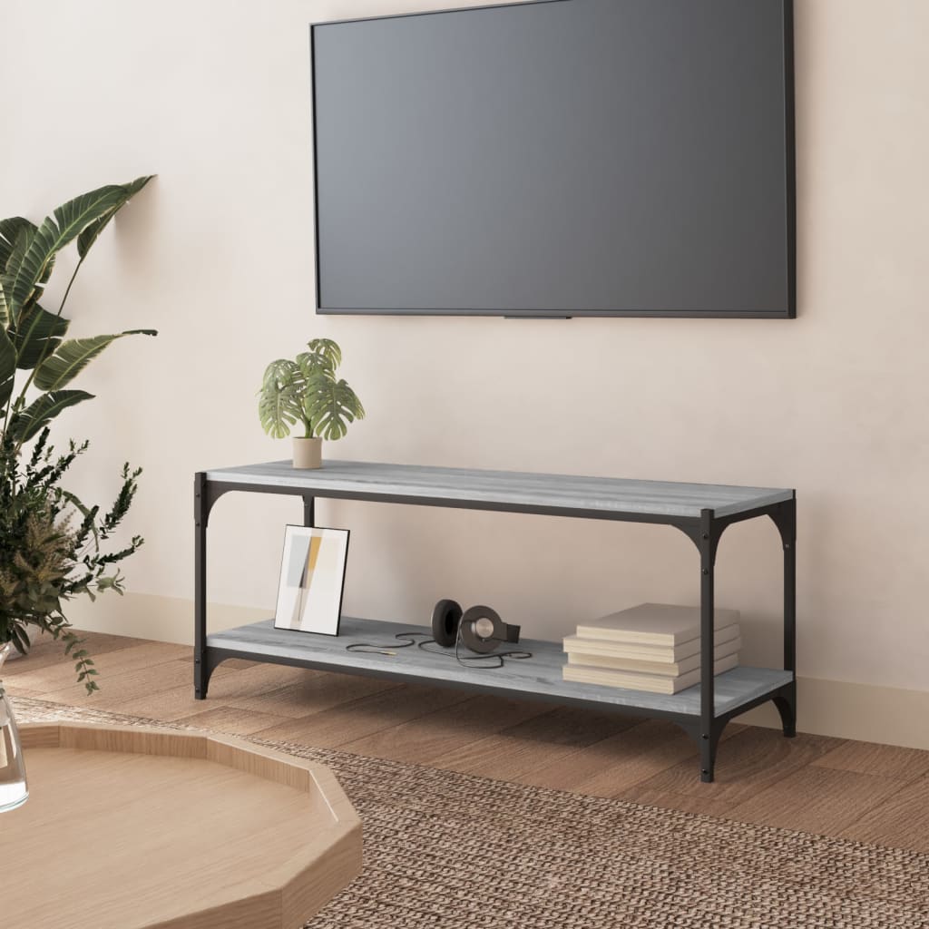vida XL TV-Schrank Grau Sonoma 100x 33x 41 cm Holzwerkstoff und Stahl